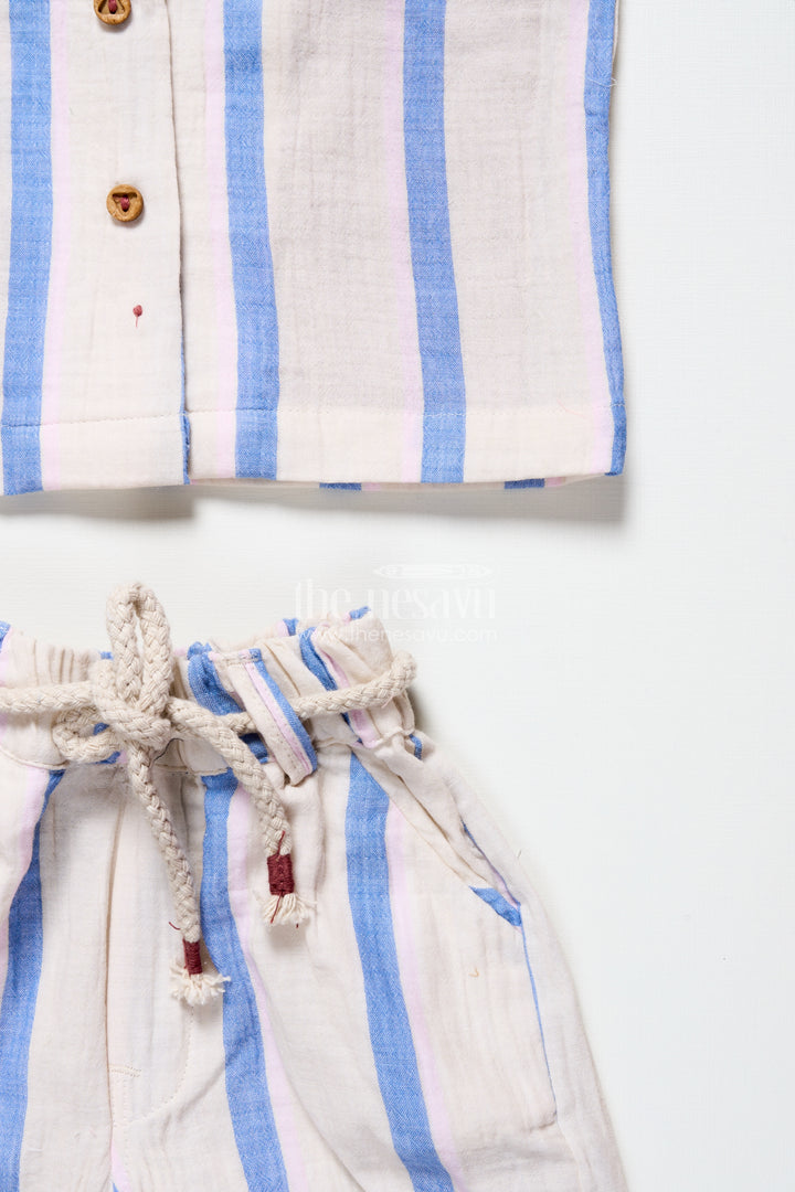 Toddler boys muslin striped cotton set for summer and everyday dressing
