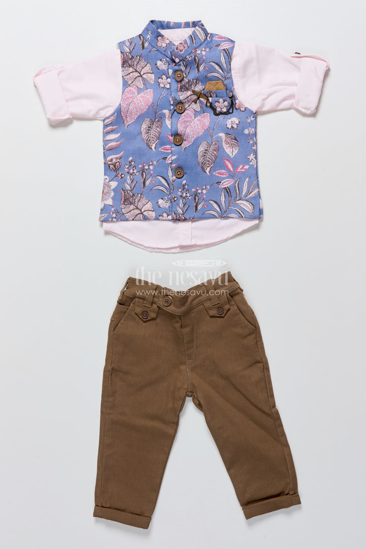 Toddler boys printed jacket set for ethnic functions and festive wear
