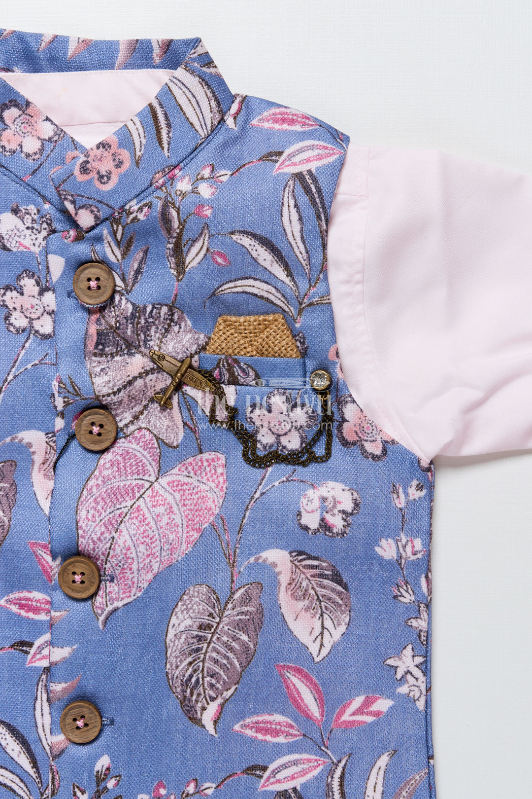 Toddler boys printed jacket set for ethnic functions and festive wear