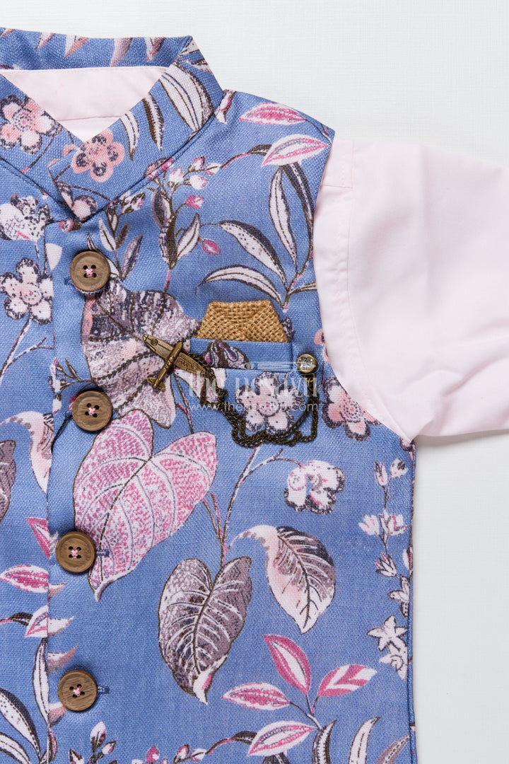Toddler boys printed jacket set for ethnic functions and festive wear