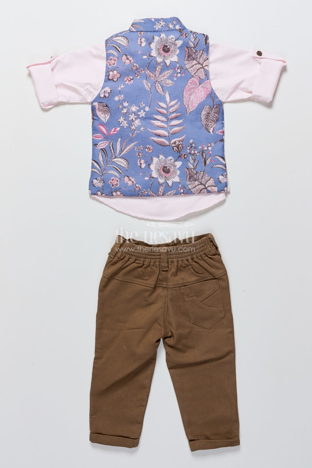 Toddler boys printed jacket set for ethnic functions and festive wear