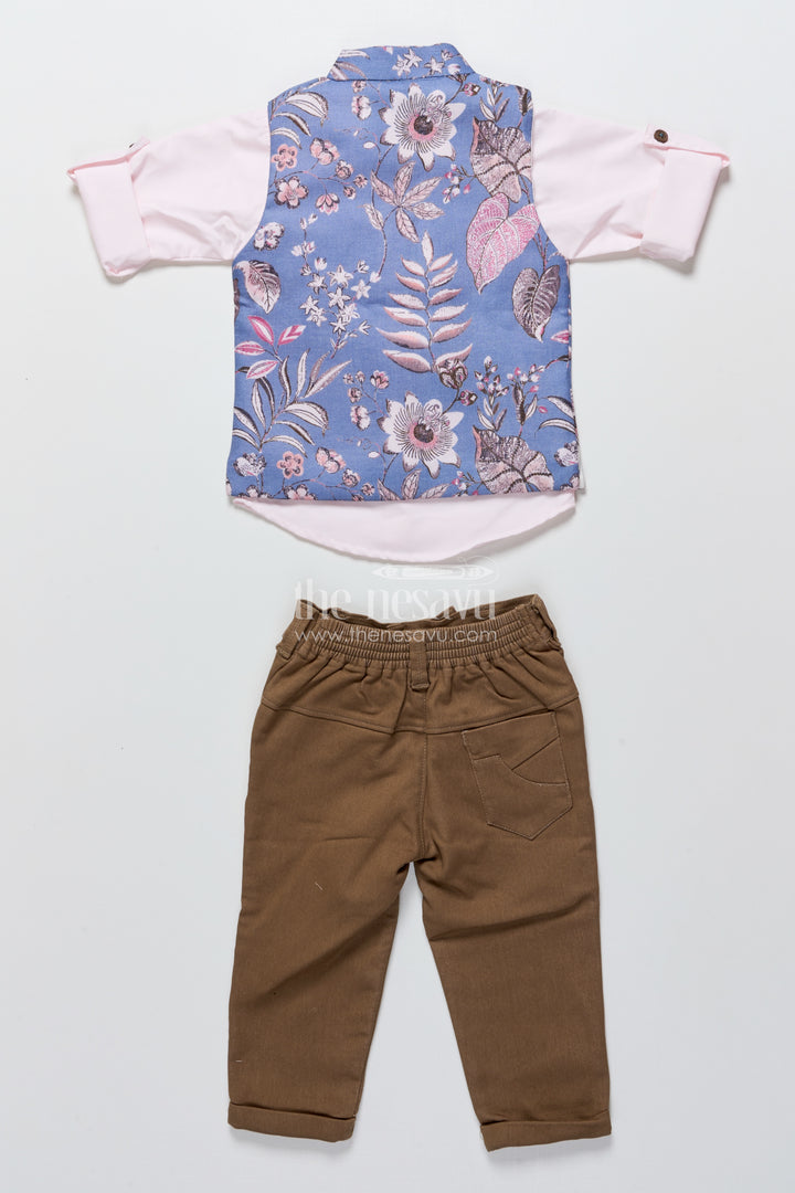 Toddler boys printed jacket set for ethnic functions and festive wear