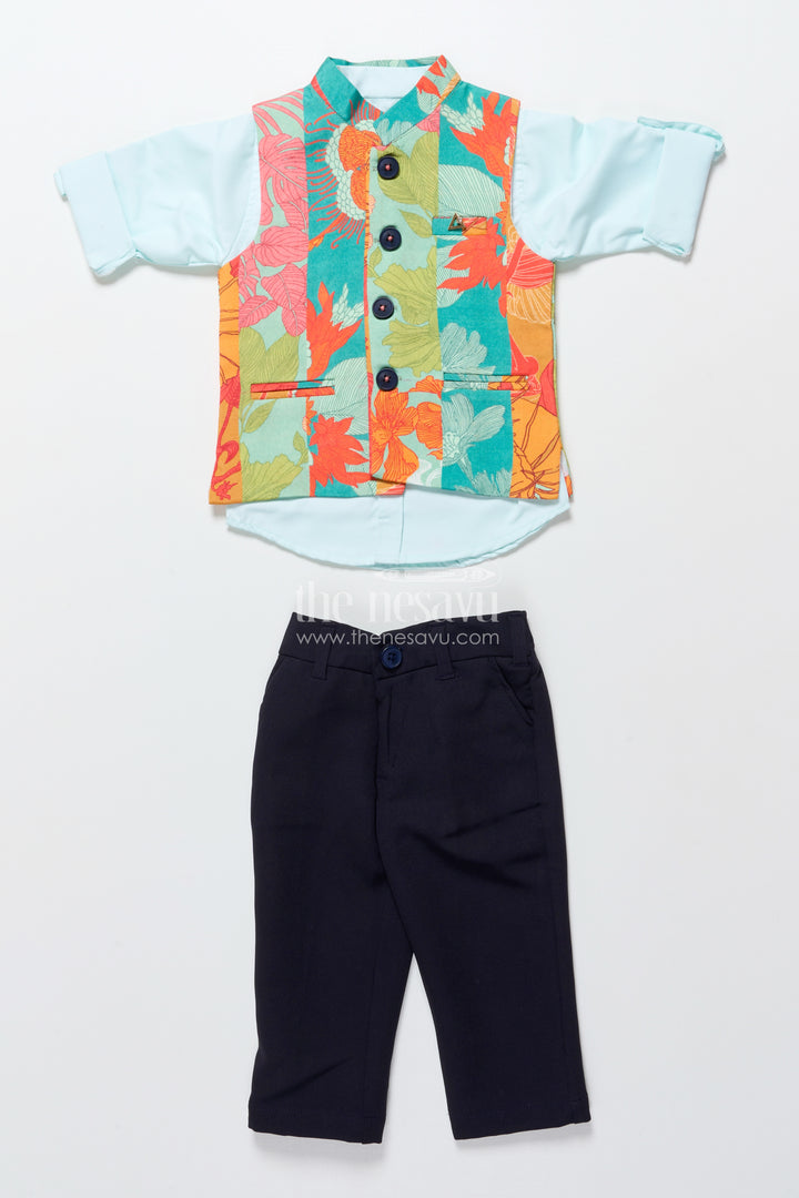 Toddler boys printed jacket set for playful festive dressing