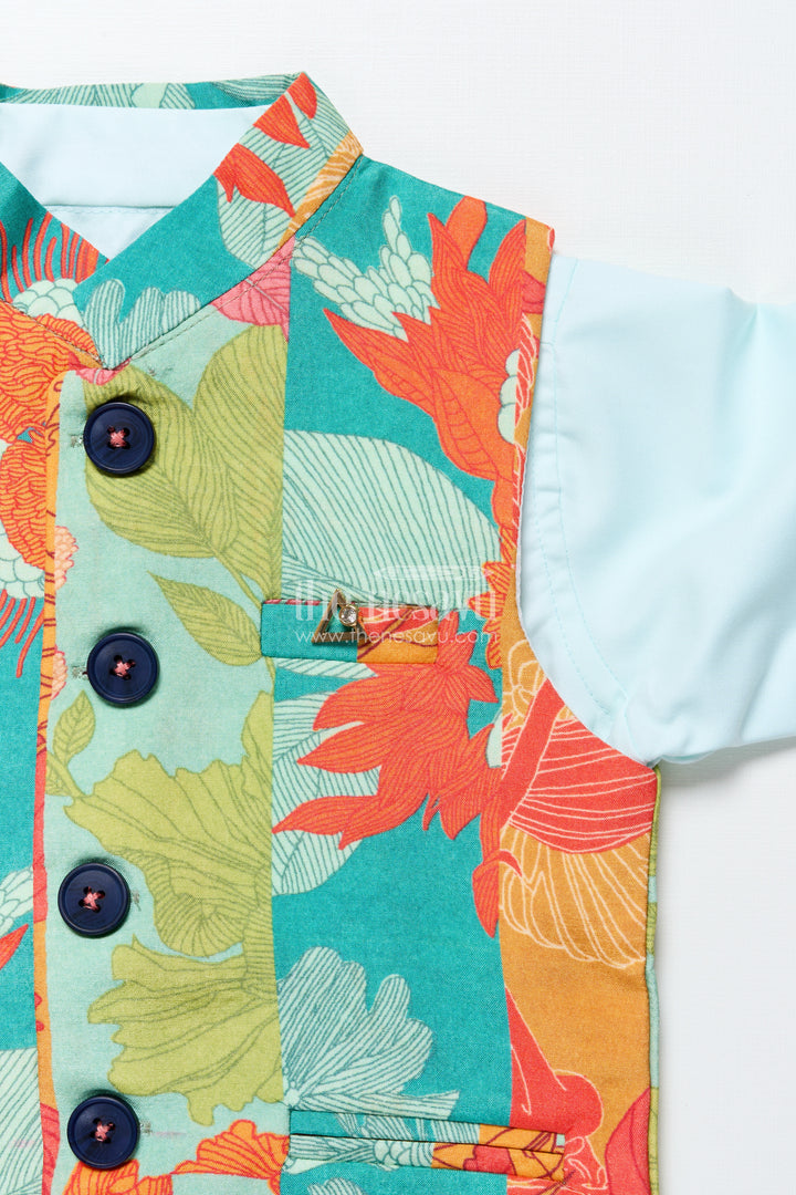Toddler boys printed jacket set for playful festive dressing