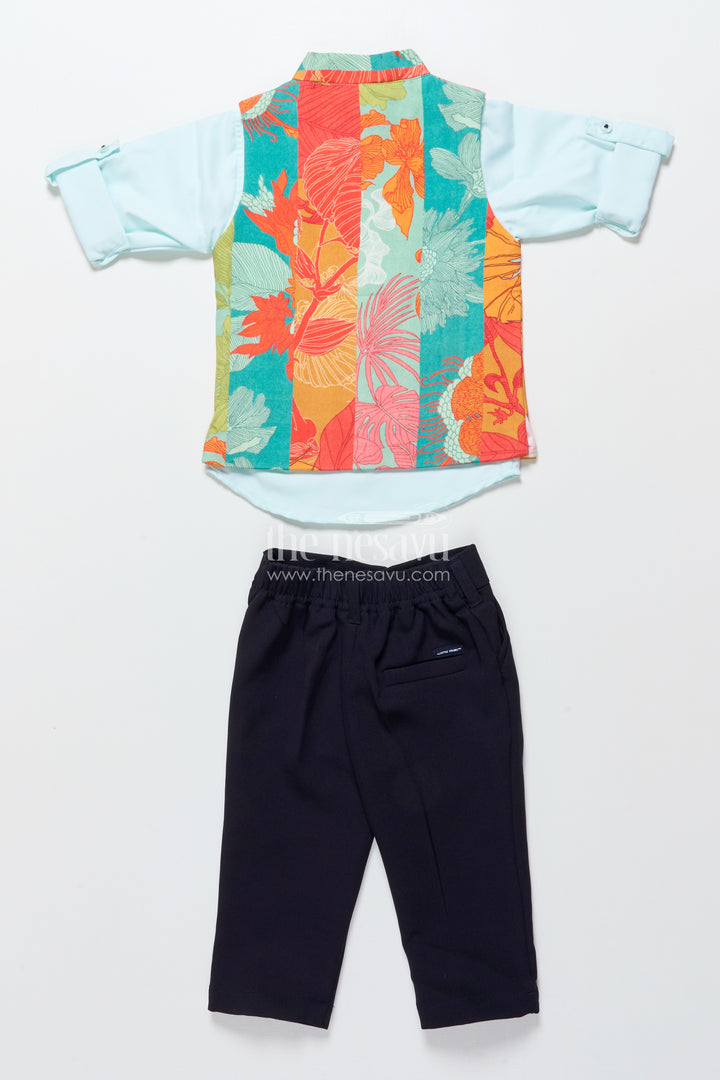 Toddler boys printed jacket set for playful festive dressing