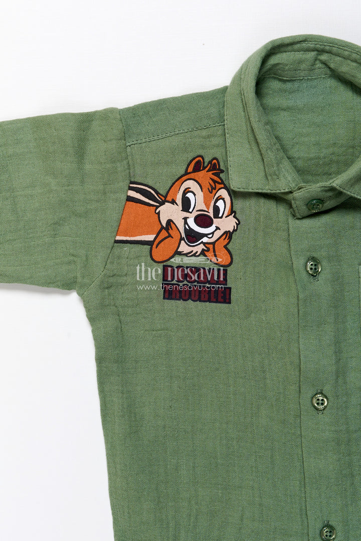 Boys muslin cotton outfit set with cartoon prints for fun-filled days