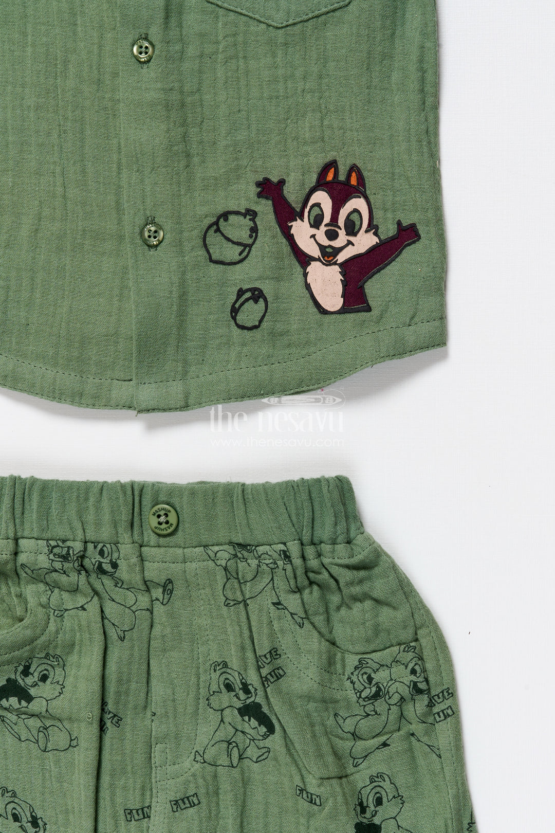 Boys muslin cotton outfit set with cartoon prints for fun-filled days