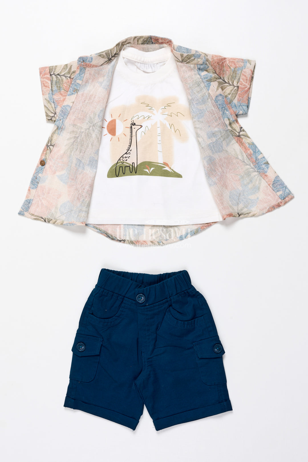 Boys cotton shirt and shorts set for casual outings and summer days