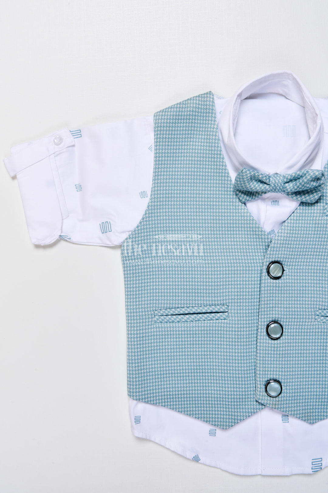 Boys cotton party outfit with printed shirt and matching jacket set