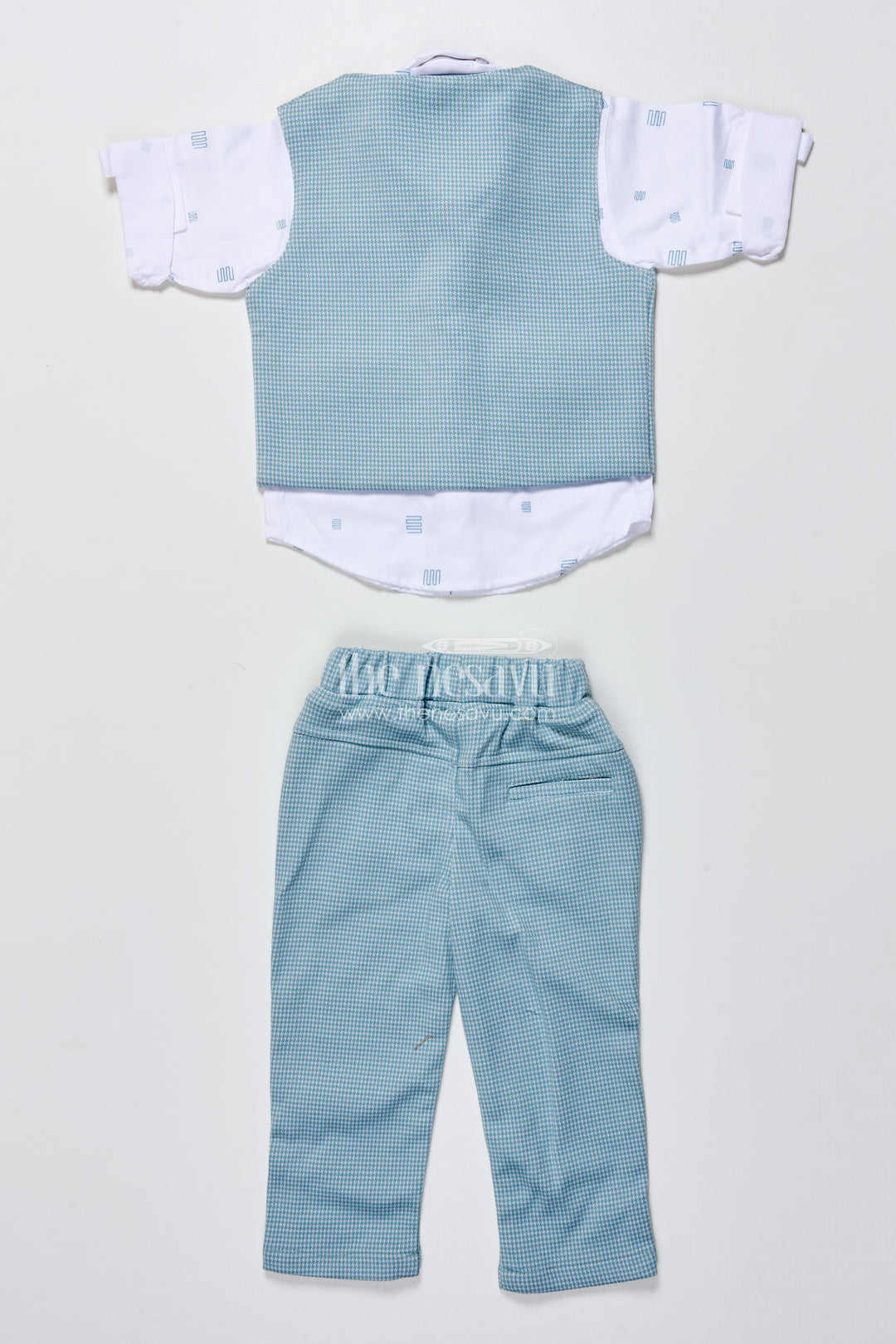 Boys cotton party outfit with printed shirt and matching jacket set