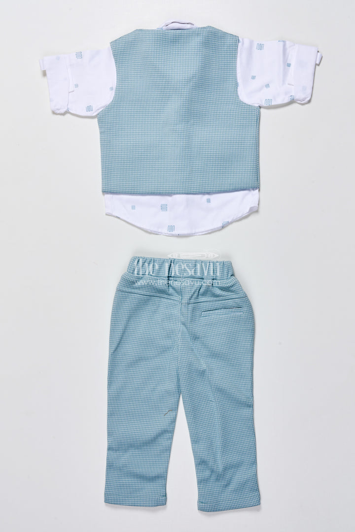 Boys cotton party outfit with printed shirt and matching jacket set