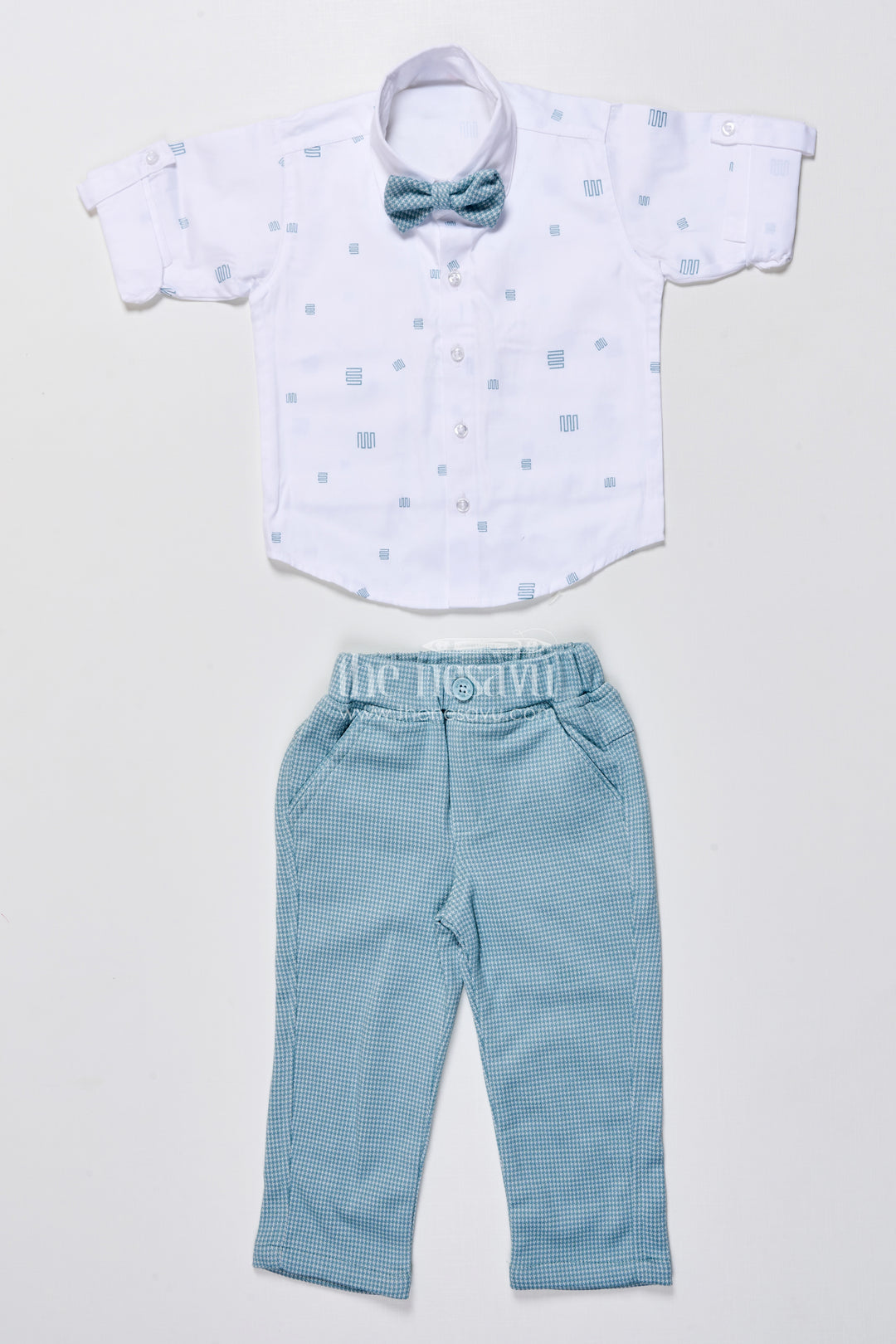 Boys cotton party outfit with printed shirt and matching jacket set