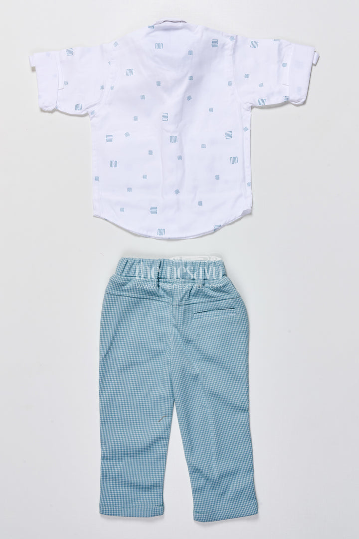 Boys cotton party outfit with printed shirt and matching jacket set