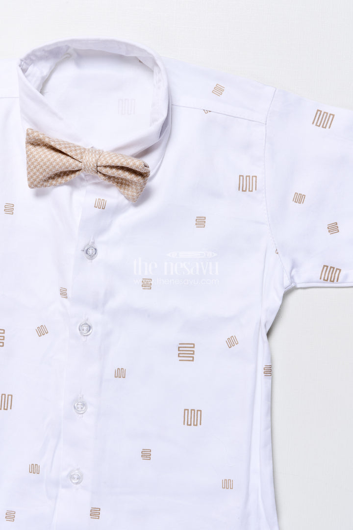 Toddler boys smart cotton outfit set with waistcoat and bow tie