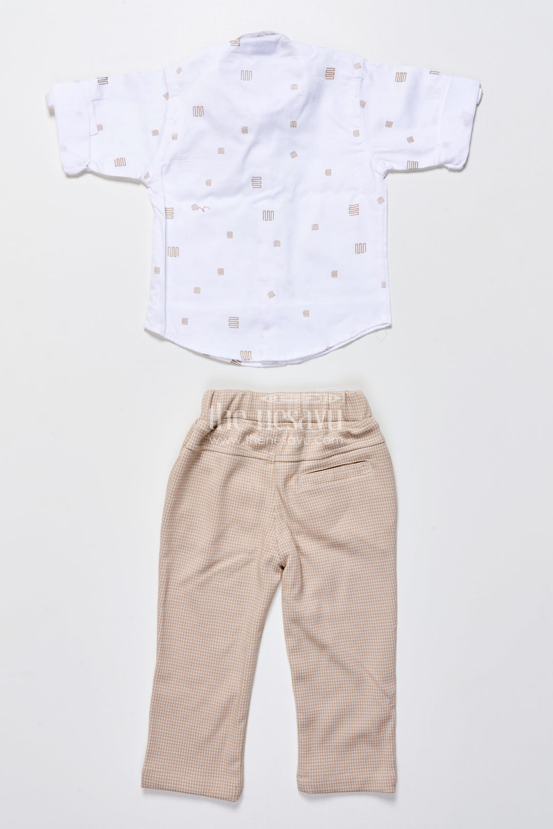 Toddler boys smart cotton outfit set with waistcoat and bow tie