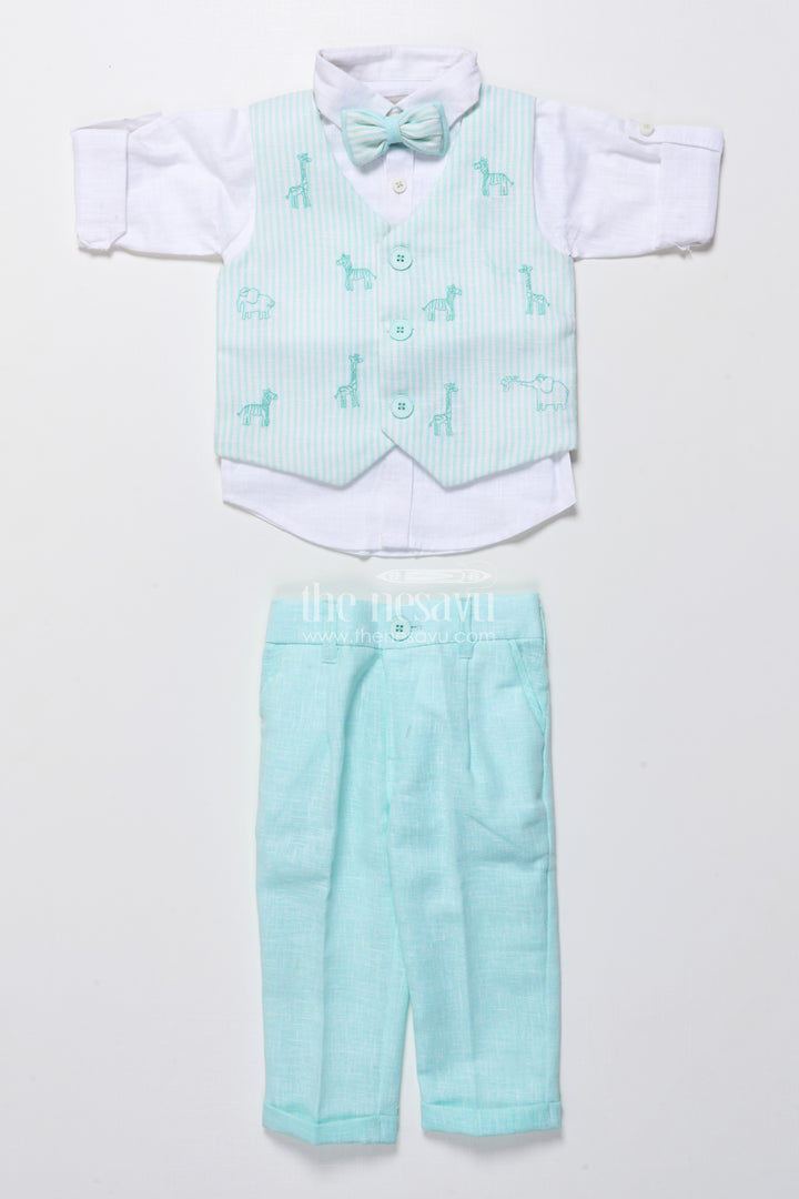 Toddler boys ethnic cotton outfit with embroidered jacket for functions