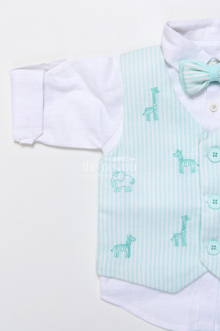 Toddler boys ethnic cotton outfit with embroidered jacket for functions