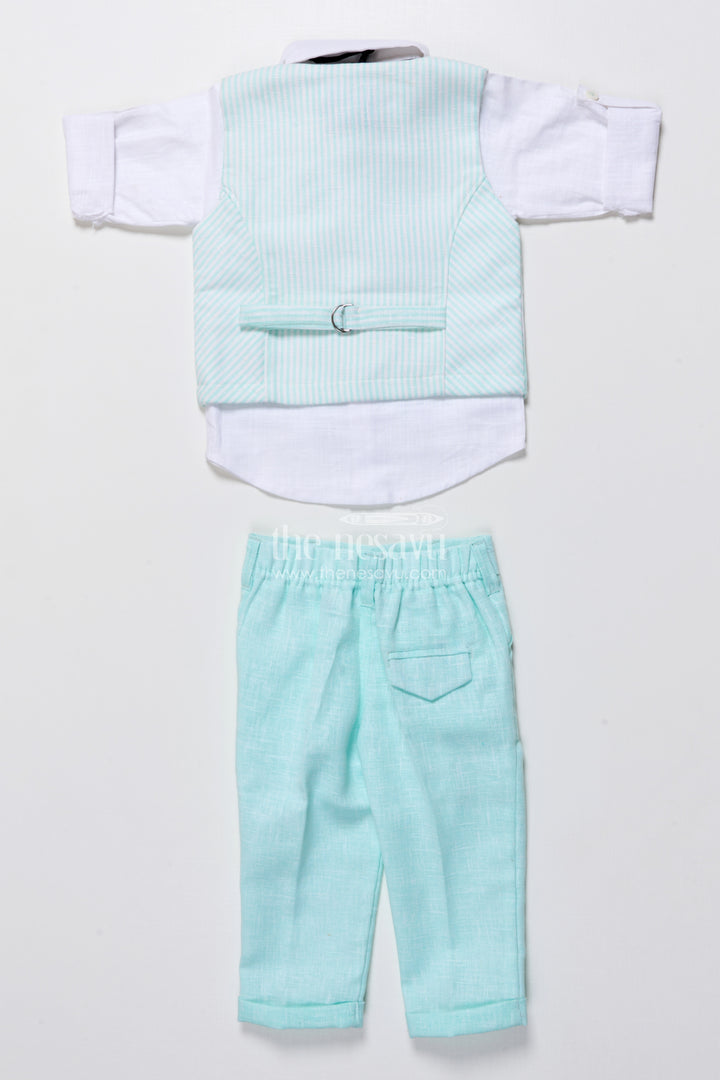 Toddler boys ethnic cotton outfit with embroidered jacket for functions