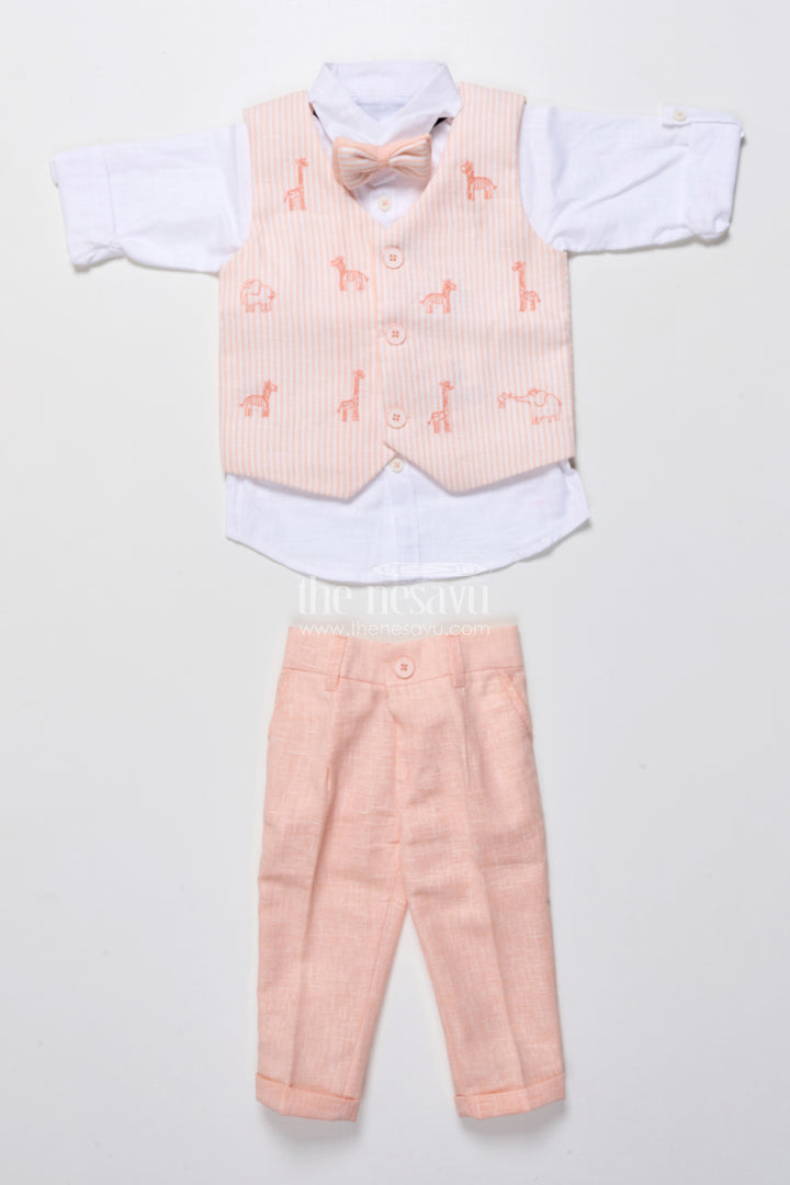 Cotton festive outfit for boys with embroidered jacket and formal pants