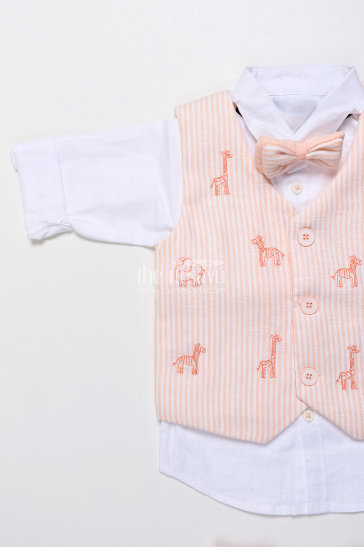 Cotton festive outfit for boys with embroidered jacket and formal pants