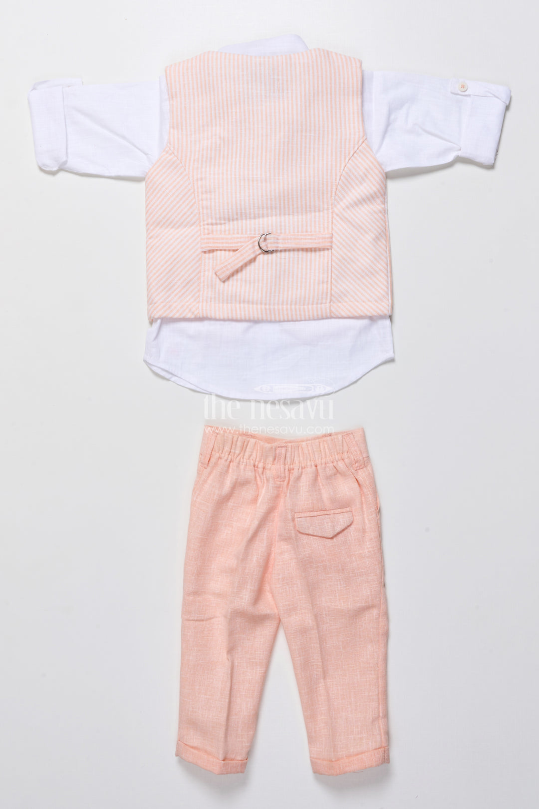 Cotton festive outfit for boys with embroidered jacket and formal pants