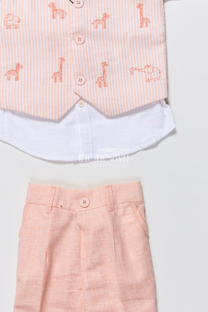 Cotton festive outfit for boys with embroidered jacket and formal pants