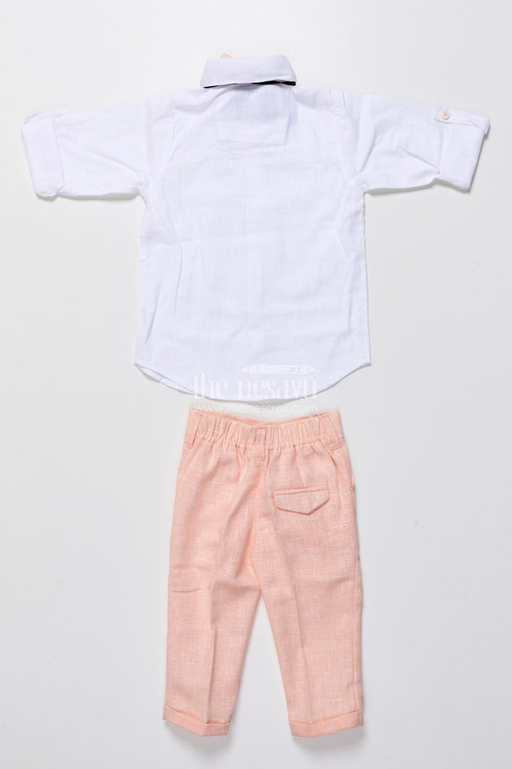 Cotton festive outfit for boys with embroidered jacket and formal pants