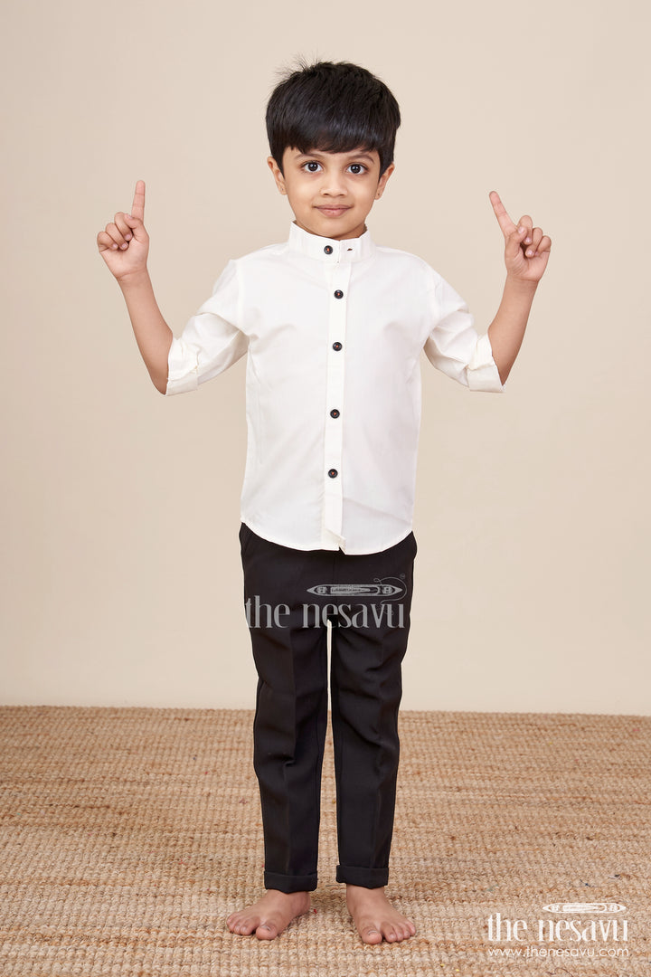 Boys ethnic outfit with printed Nehru jacket and cotton pants