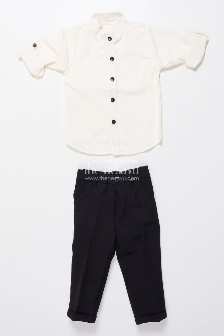 Boys ethnic outfit with printed Nehru jacket and cotton pants