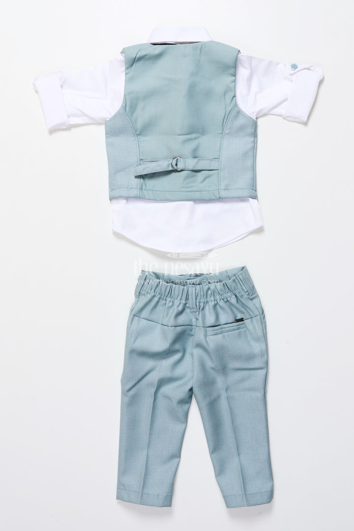 Boys formal cotton outfit with textured jacket and bow tie for special occasions
