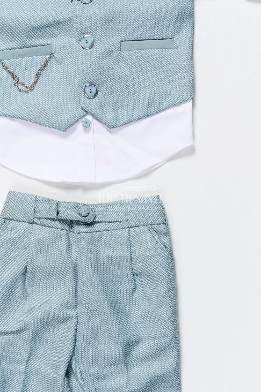 Boys formal cotton outfit with textured jacket and bow tie for special occasions