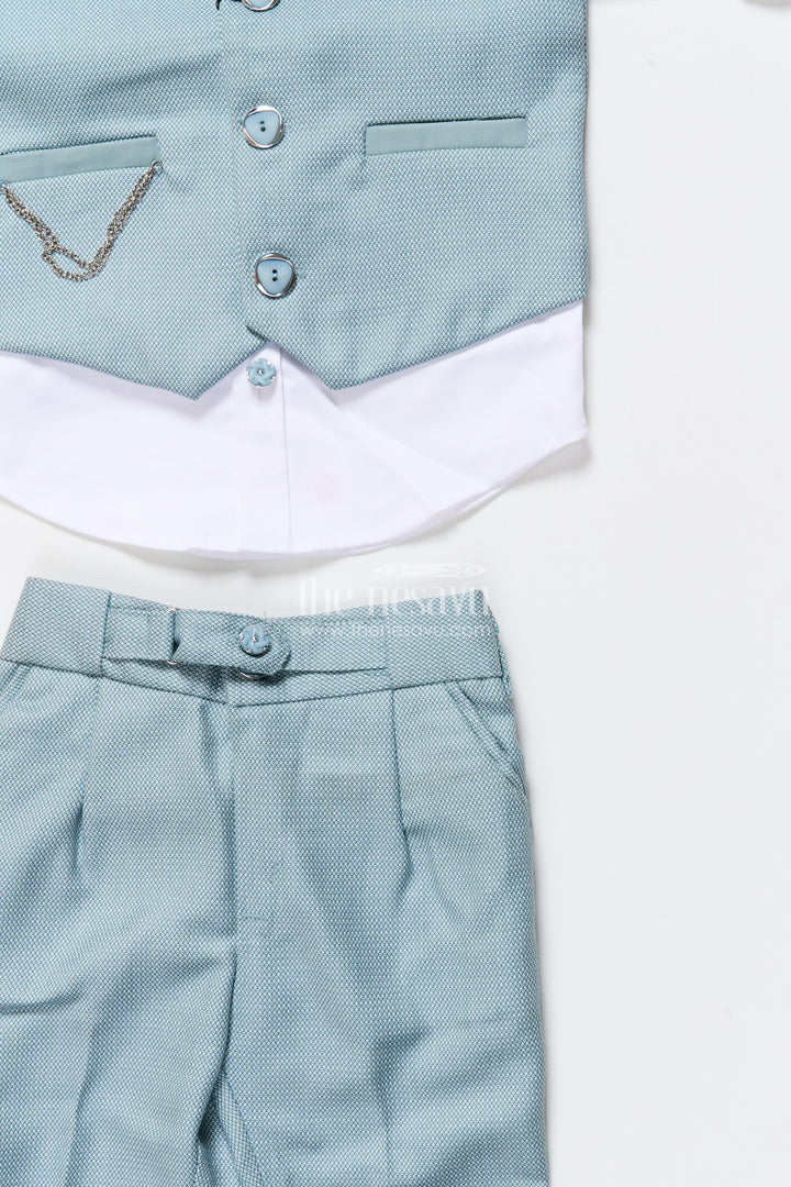 Boys formal cotton outfit with textured jacket and bow tie for special occasions