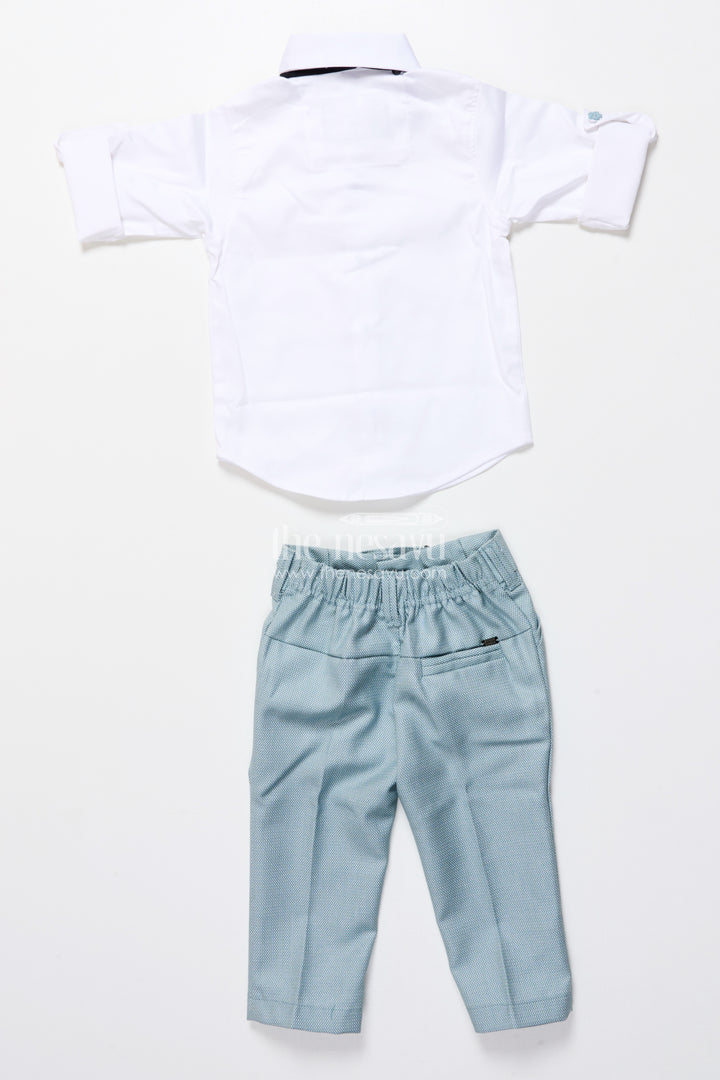 Boys formal cotton outfit with textured jacket and bow tie for special occasions