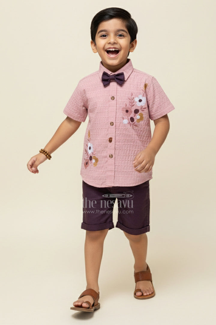 Boys Floral Embroidered Outfit for Casual Functions and Family Photos
