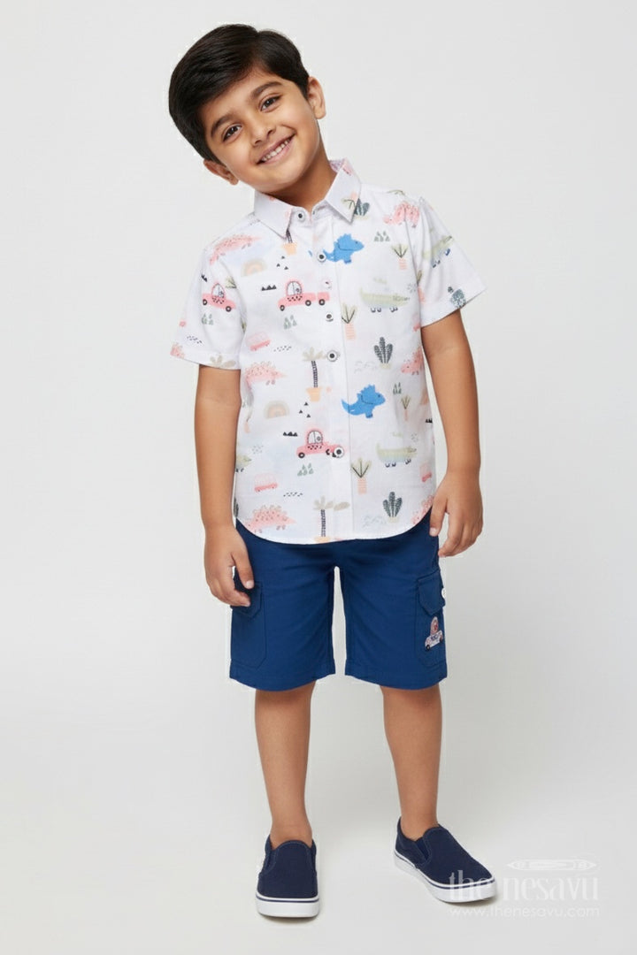 Boys Printed Shirt and Shorts Set for Park Visits and Weekend Fun