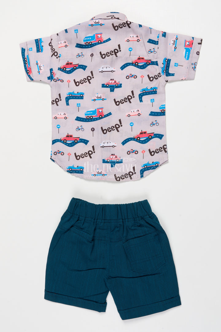 Boys Casual Outfit with Car Print for Playful Dressing and Holidays