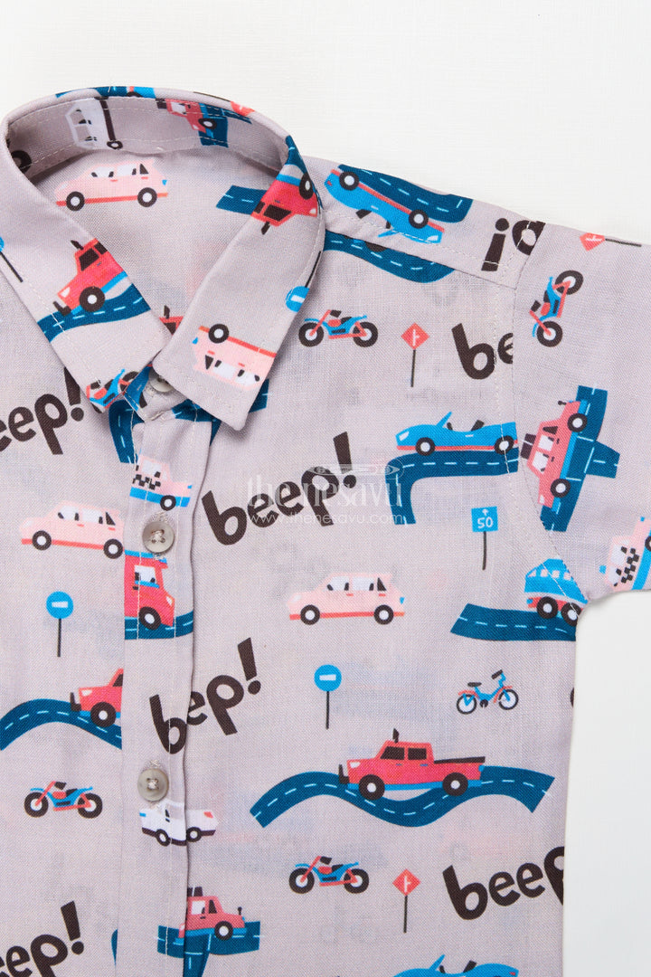 Boys Casual Outfit with Car Print for Playful Dressing and Holidays