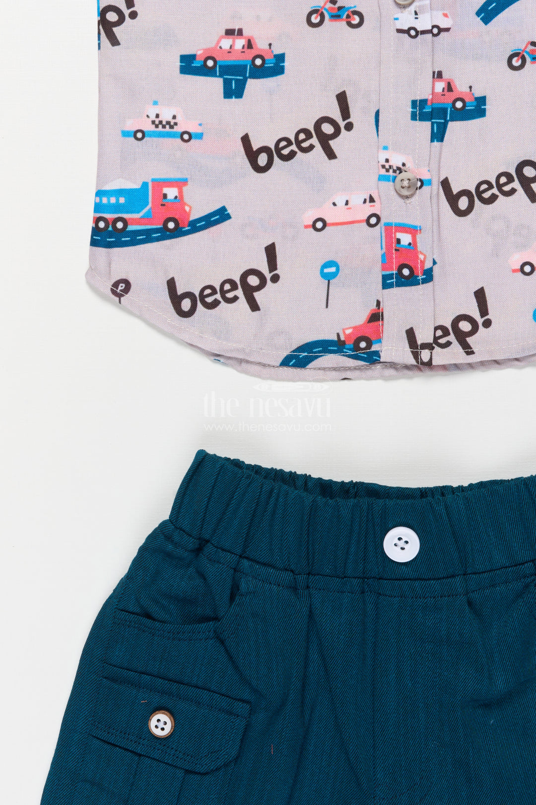 Boys Casual Outfit with Car Print for Playful Dressing and Holidays