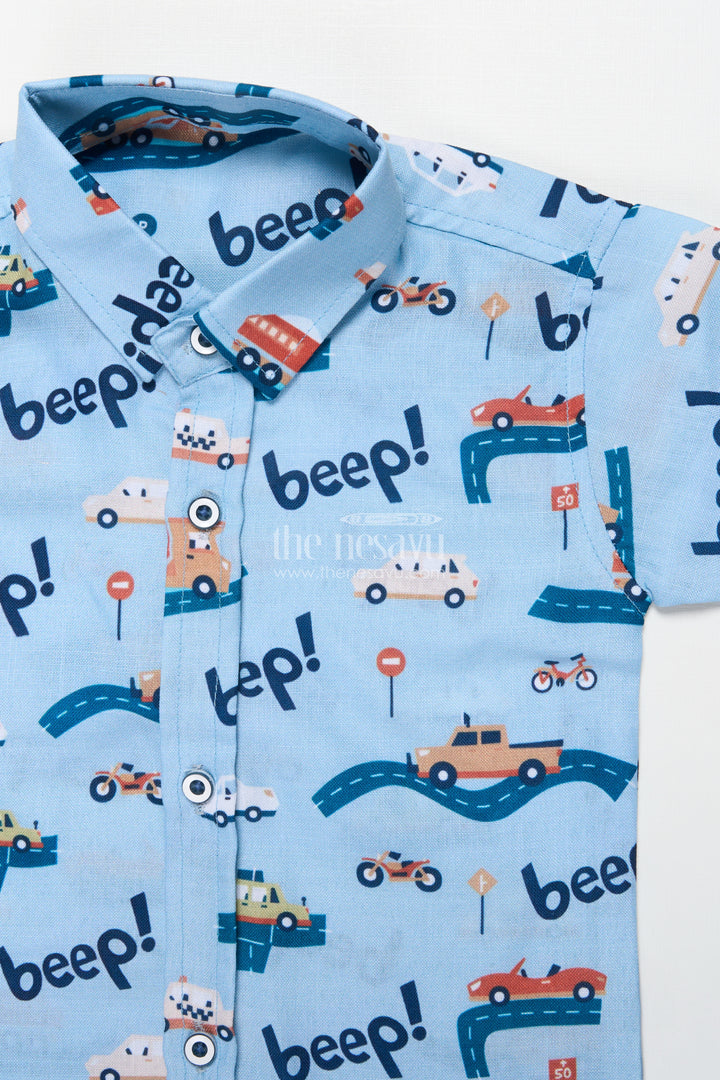 Boys Cotton Outfit with Vehicle Print for Daycare and Holiday Fun