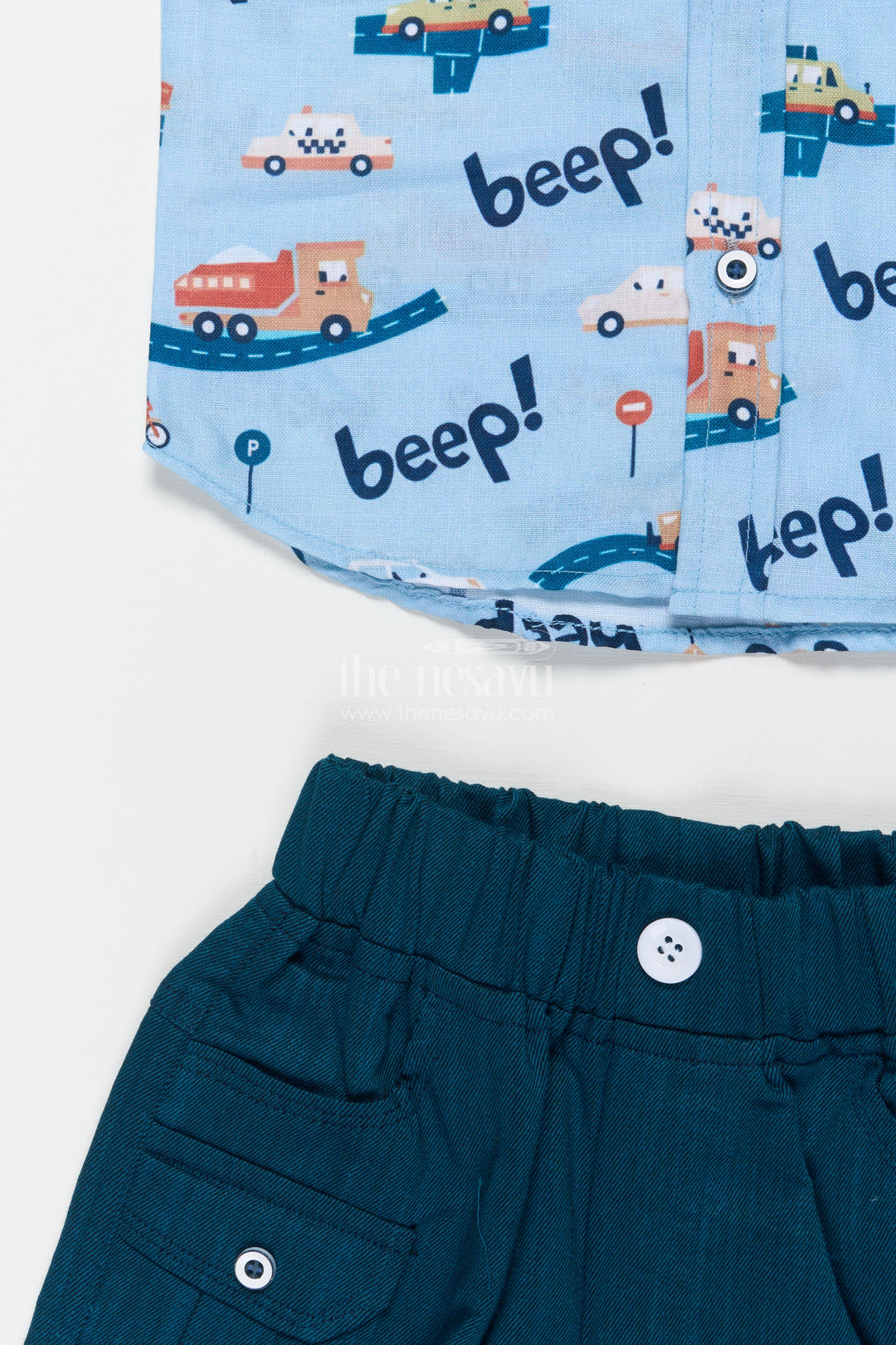 Boys Cotton Outfit with Vehicle Print for Daycare and Holiday Fun
