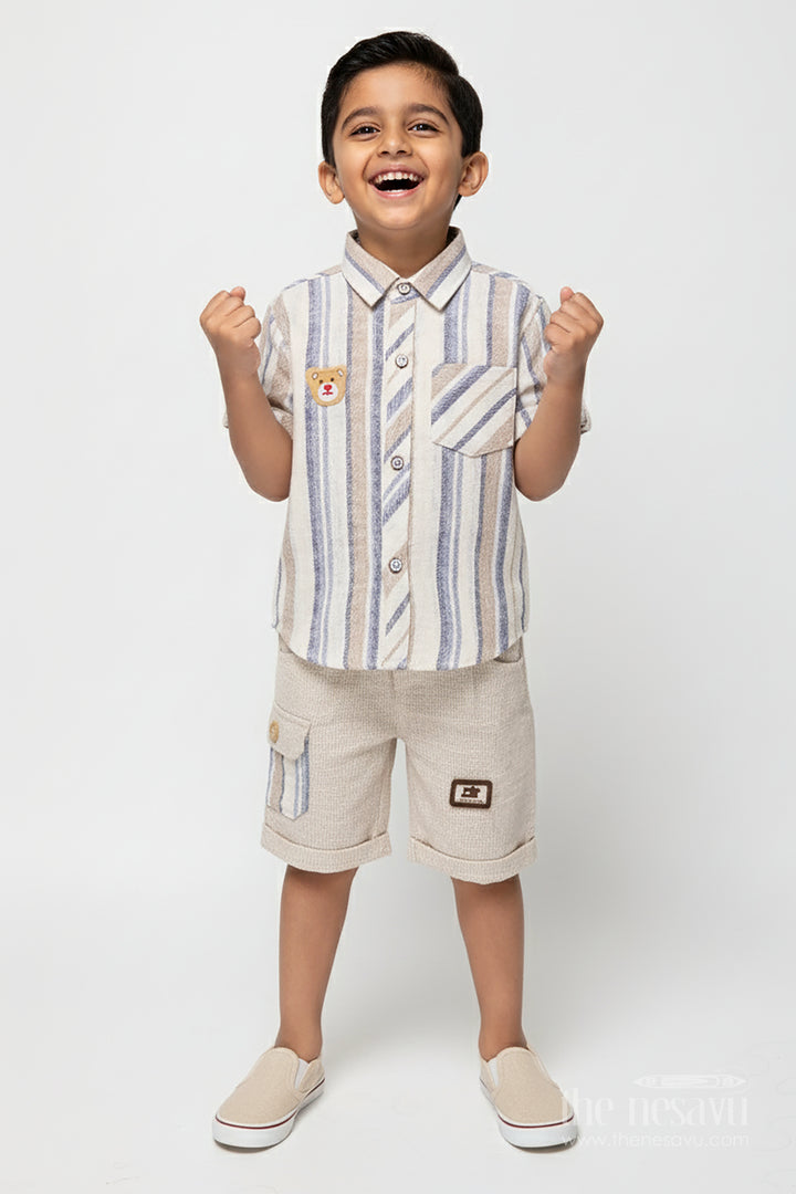 Boys Striped Cotton Casual Set for Summer Comfort and Family Functions