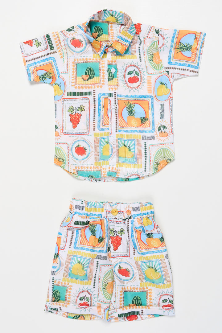 Boys Cotton Set with Fruit Print for Summer Play and Daily Wear
