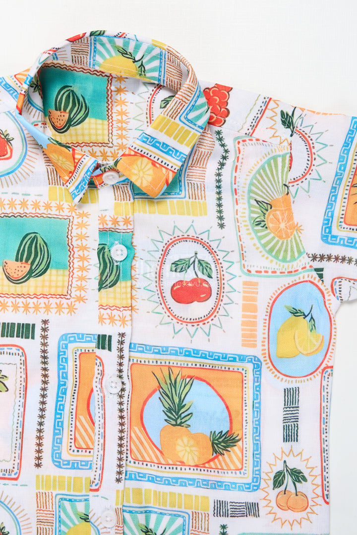 Boys Cotton Set with Fruit Print for Summer Play and Daily Wear