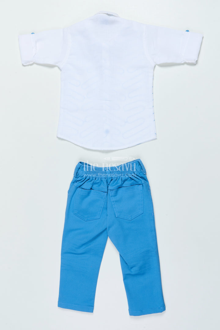 Boys Cotton Casual Set with Embroidered Shirt for Outings and Events