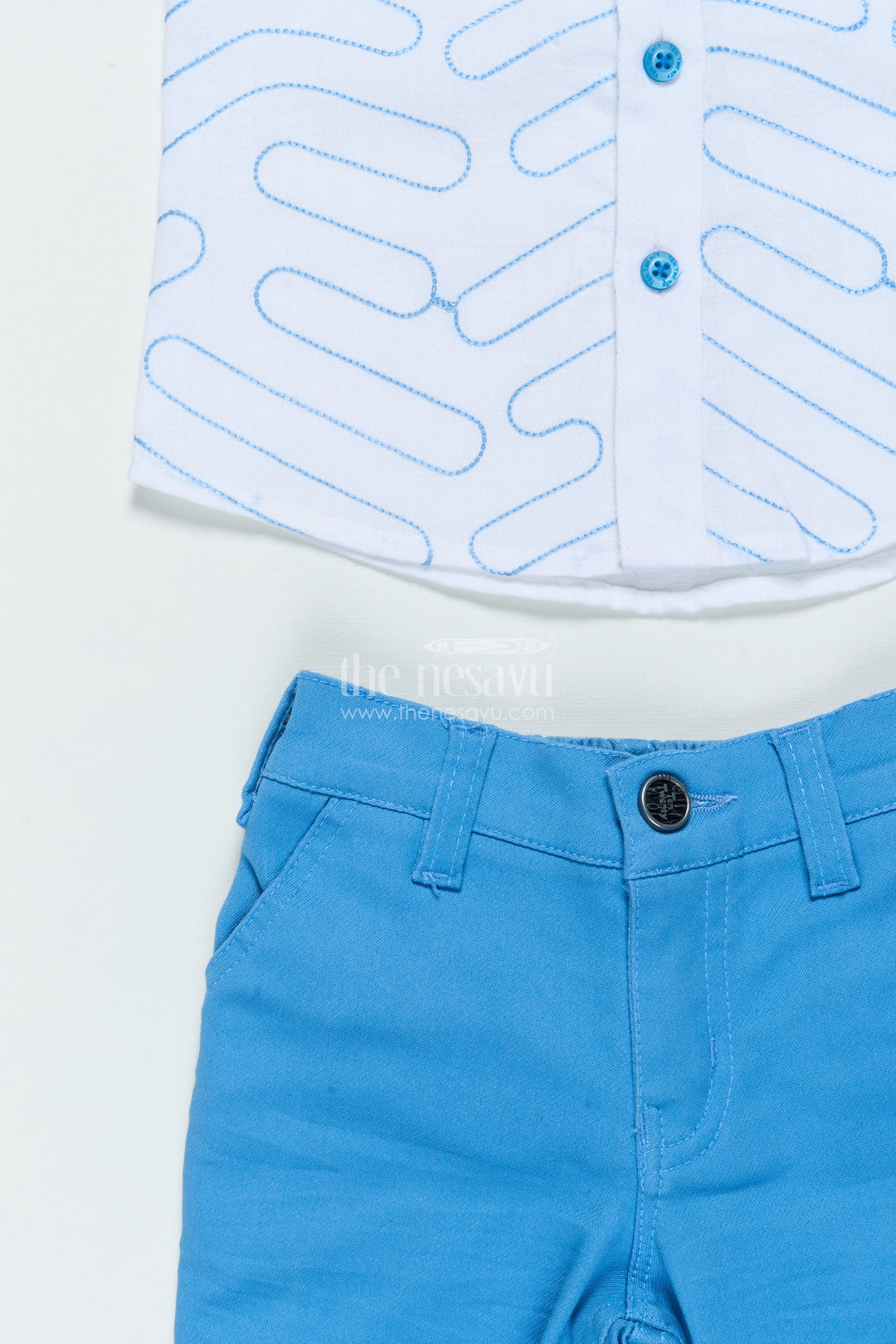 Boys Cotton Casual Set with Embroidered Shirt for Outings and Events