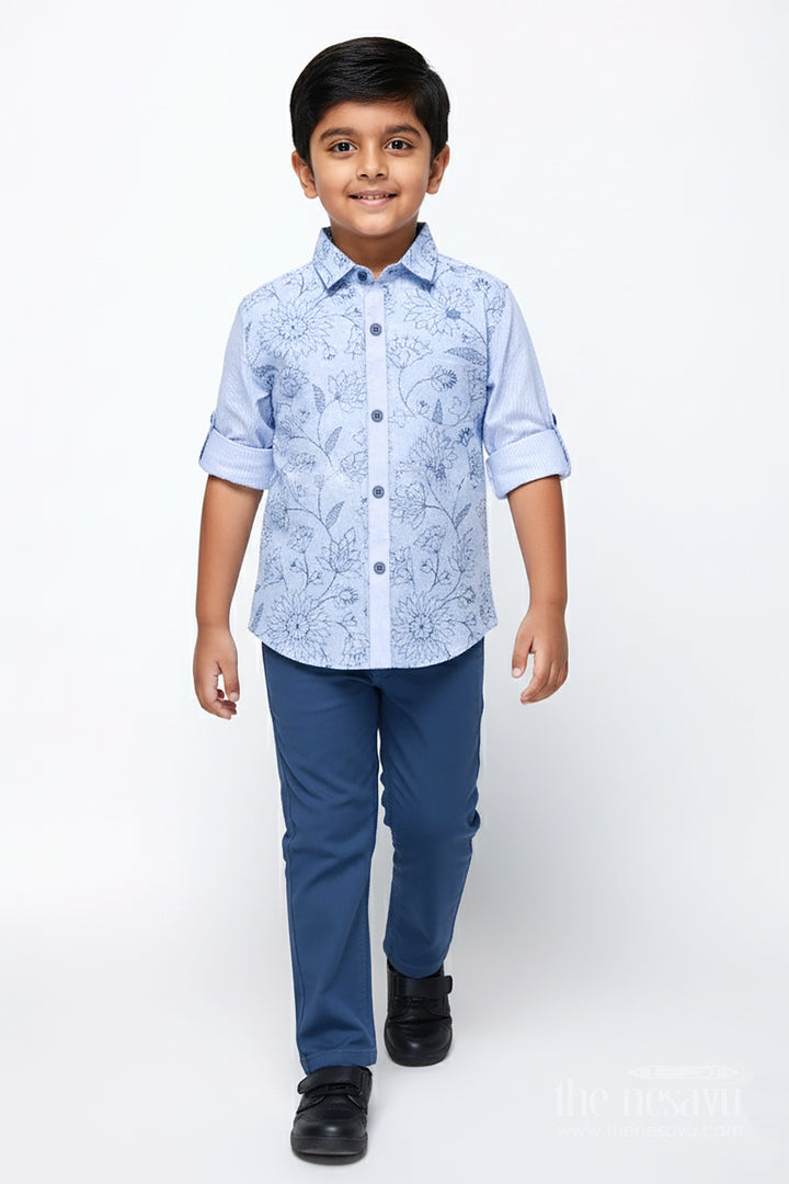 Boys Cotton Set with Embroidered Shirt for Smart Casual Dressing