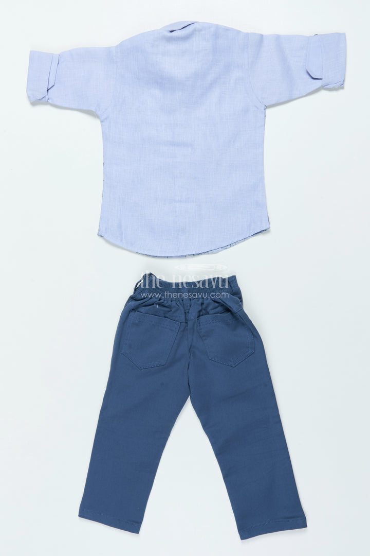 Boys Cotton Set with Embroidered Shirt for Smart Casual Dressing