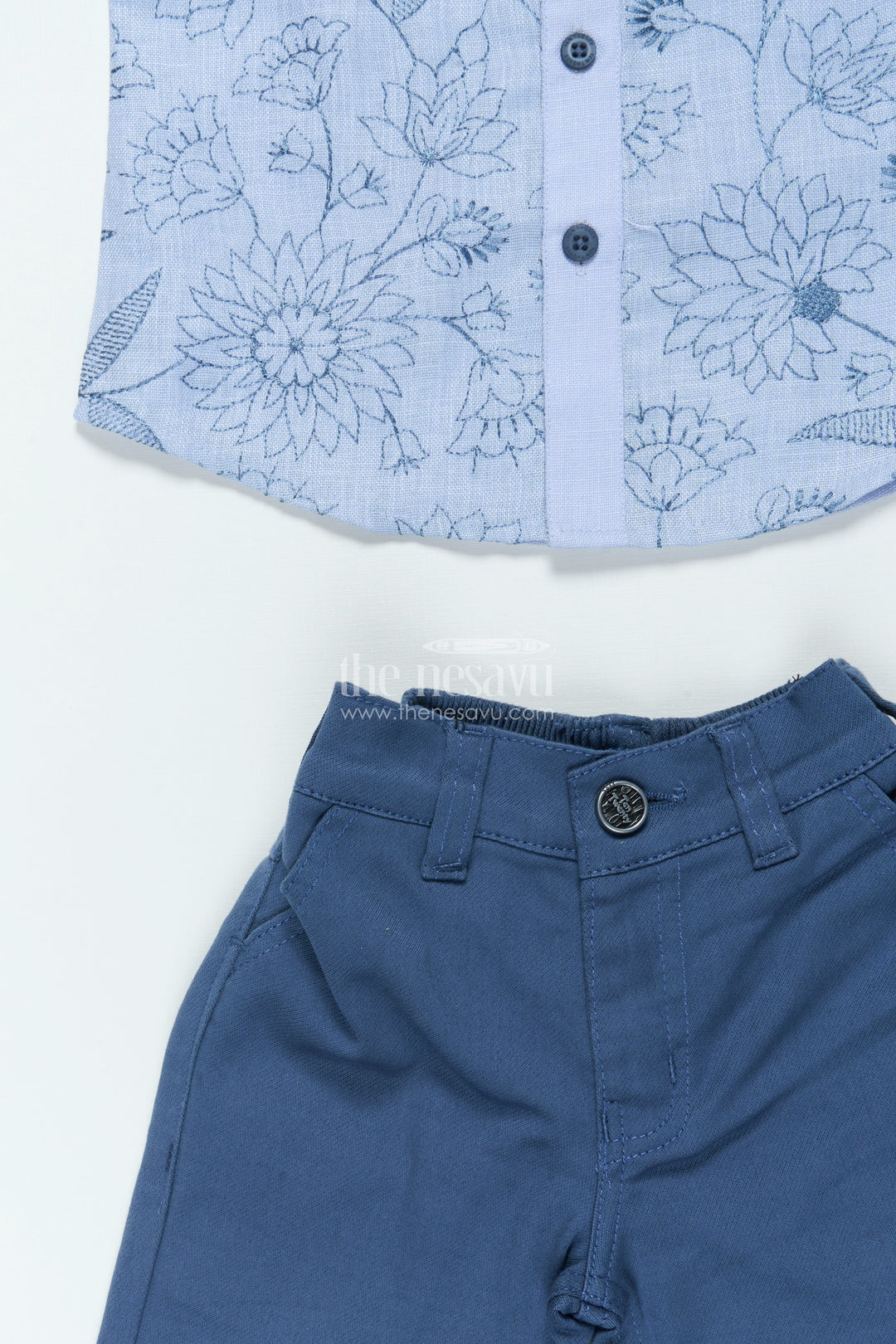 Boys Cotton Set with Embroidered Shirt for Smart Casual Dressing