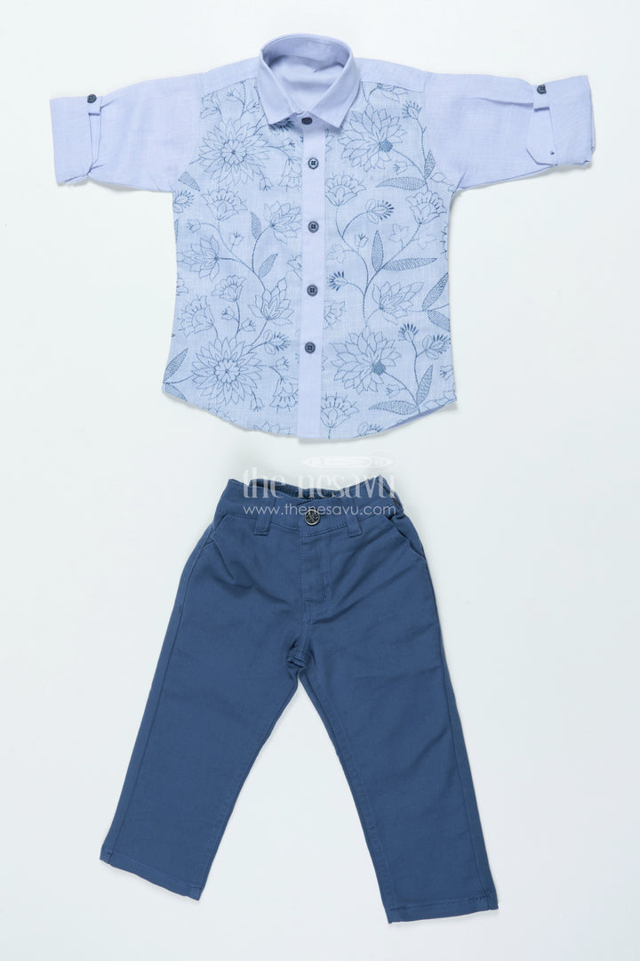 Boys Cotton Set with Embroidered Shirt for Smart Casual Dressing