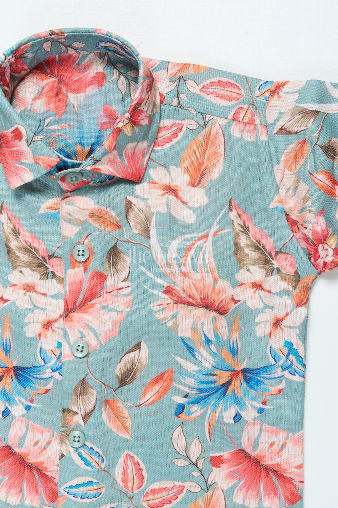 Boys Cotton Shirt Set with Bold Floral Print for Festive Occasions